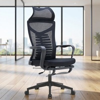 Chaise de bureau ergonomique à dossier haut en maille avec appui-tête large, réglable en hauteur, avec repose-pieds, idéale pour le salon - Vente en gros à prix réduit