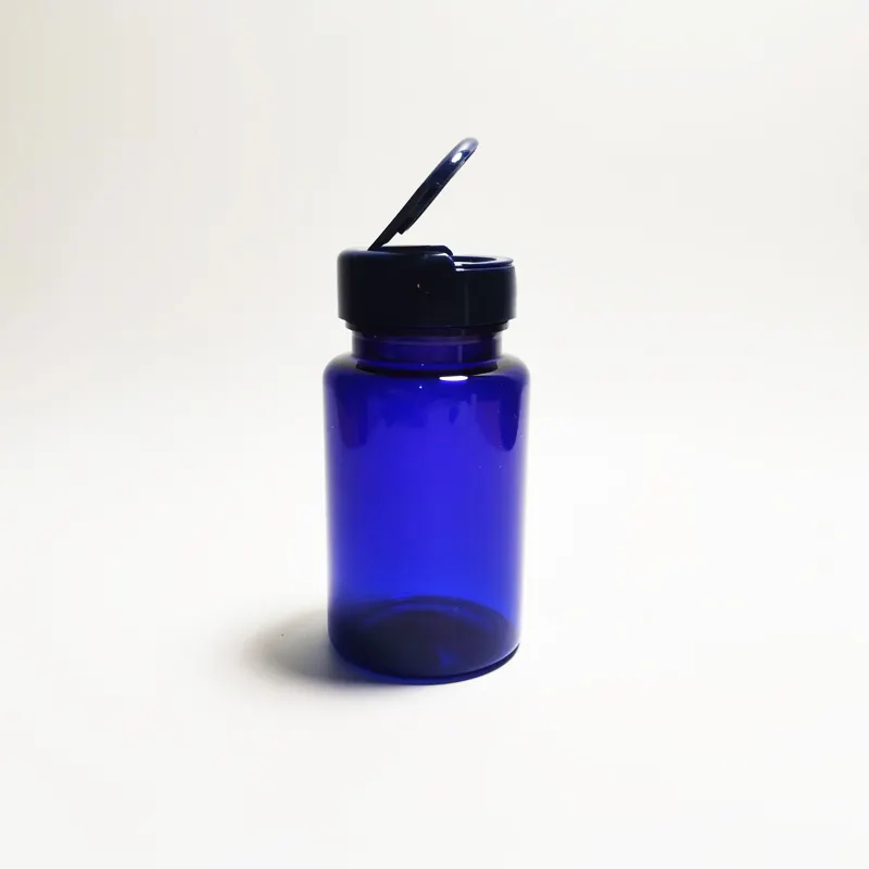 プラスチックボトル150ml200mlブルーダークアンバーカプセル薬使用PET製薬フリップトップ付き