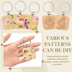 Wooden Keychain Blanks Bulk Laser <b>Engraving</b> <b>Key</b> Chain Unfinished Wooden <b>Key</b> <b>Ring</b> Tag for DIY Gift Crafts - Product Image 6