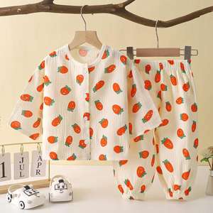 2025 diseño colorido pijamas para niños niñas niños conjuntos de ropa de dormir de manga larga con Material de muselina de algodón - Product Image 2