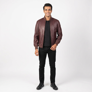 Hot Selling <b>Men's</b> Fashion Leather <b>Jacket</b> New Fashion Full Sleeves Pure Material <b>Jacket</b> Zipper Leather <b>jacket</b> for <b>men</b> - Product Image 1