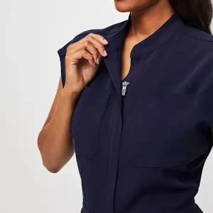 Set di scrub per uniformi mediche di colore blu Navy per uniformi di sicurezza ospedaliera Set di tute per allattamento personalizzate di un pezzo