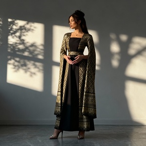 Abaya de luxe en polyester imprimé pour femmes musulmanes, robe sur mesure, vente en gros, élégante, modeste, nouveau style, Moyen-Orient - Product Image 2