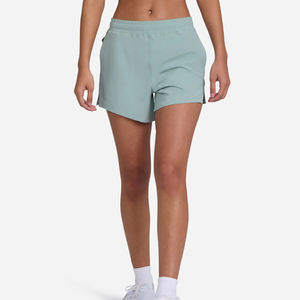 Shorts de sport en toile taille haute pour femmes, shorts de sport lavés, séchage rapide, respirants, élastiques extensibles pour le yoga, grande taille - Product Image 4