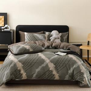 Produits les plus vendus 2025 Ensemble de literie minimaliste rayé confortable en coton 100% de style nordique pour lit Queen King Size Utilisation à domicile Chambre à coucher - Product Image 6