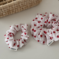 Moeder En Dochter Collectie Mooie Rode Aardbei Print Stof Haar Scrunchies Schattige Polka Dot Fruit Patroon Haarband