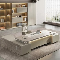 Mobilier de bureau moderne Bureau de direction blanc high-tech Bureau de direction en forme de L pour chef de direction