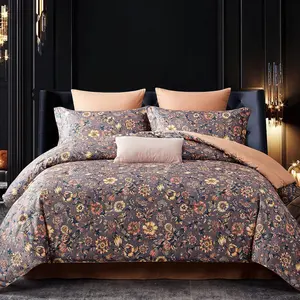 Juego de cama de poliéster con patrón floral de estilo clásico de lujo vintage juego de funda nórdica ropa de cama de edredón