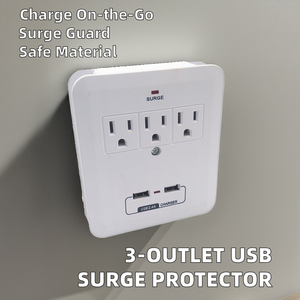 Ổ cắm điện tường trắng tích hợp bộ bảo vệ quá áp, <span class=keywords><strong>2</strong></span> cổng USB-A, 15A, <span class=keywords><strong>3</strong></span> ổ cắm AC, chất liệu ABS - Product Image 3