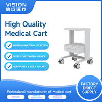 Chariot mobile d'équipement d'endoscopie hospitalière en aluminium, chariot de vidéo-endoscopie médicale avec rangement