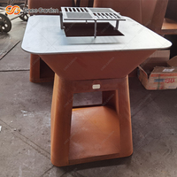 Barbecue au charbon de bois moderne, portable, pliable, à hauteur réglable, avec roues, en acier Corten, allumage automatique, sécurité des flammes, bois de chauffage