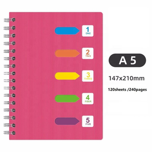 Carnet à spirales A5 prêt à être expédié, couverture rigide en PP, 240 pages, séparateurs colorés avec onglets pour l'école - Product Image 5