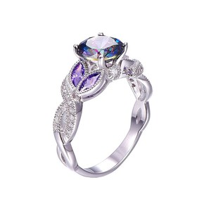 Anello con Gemma Ovale a Goccia Colorata per Donne, Elegante Gioiello da Dito alla Moda - Product Image 6