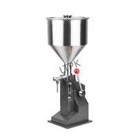 Machine de remplissage manuelle de liquides et de pâtes de 5 à 100 ml avec trémie, remplisseuse de bouteilles réglable pour le lait, l'eau, le shampoing, le miel