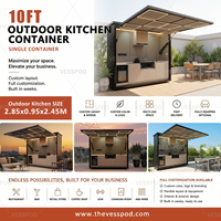Conteneur de restaurant modulaire préfabriqué avec barbecue, évier et structure en acier galvanisé, installation rapide pour patio arrière