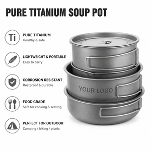 야외 캠핑용 순수 티타늄 스톡팟, 휴대용 접이식 조리기구 세트 (야생 요리용) - Product Image 4