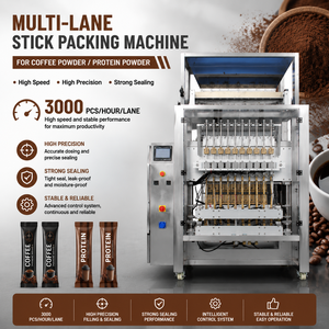 เครื่องบรรจุแบบแท่งอัตโนมัติ 6-10 ช่องสำหรับบรรจุผงกาแฟ |   เครื่องบรรจุแบบหลายเลนความเร็วสูง VFFS |   เครื่องบรรจุภัณฑ์แบบซอง - Product Image 1