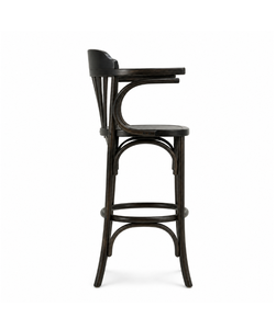 Taburete de Bar de Madera Curvada con Reposabrazos, Silla <span class=keywords><strong>Alta</strong></span> de Madera de Haya Maciza para Cafetería, Restaurante, Bar - Product Image 4