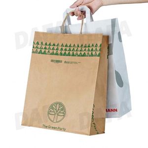Sac en papier kraft blanc personnalisé avec logo, sacs en papier kraft personnalisés recyclables avec logo, vente chaude - Product Image 4