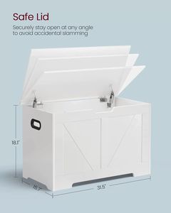 <span class=keywords><strong>Coffre</strong></span> de rangement en bois 15.7x31.5x18.1 pouces <span class=keywords><strong>Style</strong></span> ferme 2 charnières de sécurité banc de rangement pour entrée chambre salon - Product Image 2