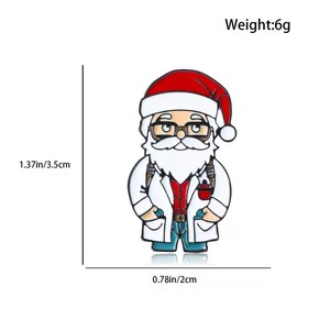 Broche de Noël en émail Docteur Père Noël avec stéthoscope, épinglette festive pour les professionnels de la santé, infirmières et personnel médical - Product Image 6