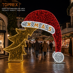 Arco <span class=keywords><strong>de</strong></span> luz navideño para exteriores con diseño <span class=keywords><strong>de</strong></span> sombrero <span class=keywords><strong>de</strong></span> árbol <span class=keywords><strong>de</strong></span> Navidad para <span class=keywords><strong>la</strong></span> entrada del mercado navideño en <span class=keywords><strong>la</strong></span> plaza <span class=keywords><strong>de</strong></span> <span class=keywords><strong>la</strong></span> ciudad, <span class=keywords><strong>ruta</strong></span> <span class=keywords><strong>de</strong></span> exhibición <span class=keywords><strong>de</strong></span> punto <span class=keywords><strong>de</strong></span> referencia estacional - Product Image 1