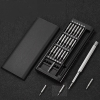 Kit de tournevis multifonction 24 en 1 avec poignée en acier finition unie et embouts magnétiques de précision pour la réparation de bricolage à domicile et d'ordinateurs