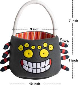 Seau en peluche d'araignée d'halloween pour tours ou friandises, paniers avec poignée pour garçons et filles, offre spéciale - Product Image 5