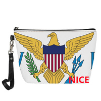 Trousse de Toilette de Voyage Personnalisée Îles Vierges en PU, Pochette de Maquillage Entièrement Imprimée Anti-UV pour Vacances, Rangement Cosmétique à Domicile