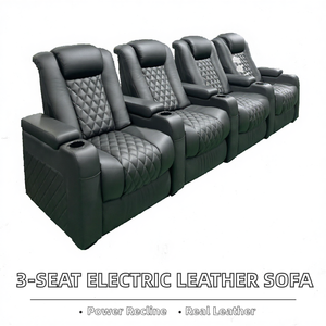 Sofá Reclinable Eléctrico de 3 Plazas de Fabricación Original, Estilo Tradicional, Muebles de Cine en Casa de Cuero Genuino - Product Image 2
