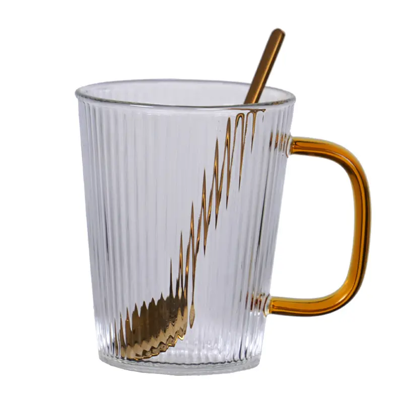 Großhandel 260ml Hammer Glas Tasse Transparente Kaffeetassen mit farbigem Griff