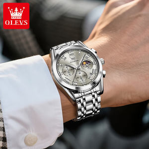   Reloj de Pulsera para Hombre 2871 Odm Sports Lunar Phase Oem con Logotipo Personalizado, Acero Inoxidable, Lujoso, Luminoso, Resistente al Agua, Reloj de Cuarzo - Product Image 4