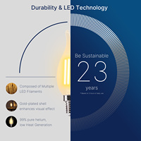 Ampoules LED de style bougie à longue durée de vie CA11 CA35 4W 330LM 2200K E12 E14 E26 E27 B22 à intensité variable pour lustre décoratif