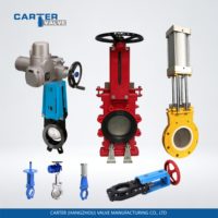Vanne à opercule de type couteau Carter pour poudre minérale GG20/GG25 en acier duplex WCB, résistante à l'usure, à bride, à montage en sandwich, à brides à œillet, à souder, pneumatique