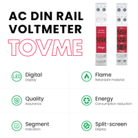 Voltmètre AC à montage sur rail DIN, monophasé/triphasé, 60-450V, affichage LED pour la surveillance des panneaux électriques Chayo