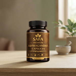 Capsules d'Ashwagandha SAFA, 60 unités, extrait de racine naturel pur, complément alimentaire végétalien à base de plantes, soutien au bien-être, Ashwagandha biologique SAFA - Product Image 1