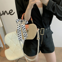 Sacs à main tissés tendance pour femmes, petits sacs à main en paille motif pomme, sacs mignons pour filles, sacs à main avec foulard pour femme