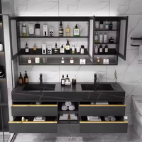 2025 comptoir de dalle de roche de luxe personnalisé armoire de salle de bain dessus en marbre coiffeuse maquillage tiroirs pour salle de bain