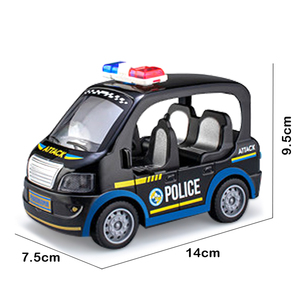 Juguete de Coche de Policía de Metal Fundido a Presión JinYing, con Luz y Música para Niños, Versión Q de Aleación - Product Image 5