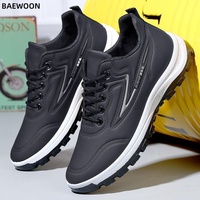 BAEWOON B26 Chaussures décontractées légères pour étudiants, chaussures de travail imperméables pour la marche et les loisirs, chaussures à semelle souple, chaussures en cuir antidérapantes