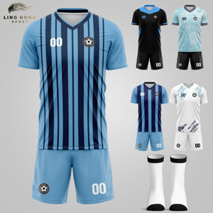 Großhandel Maßgeschneiderte Fußballtrikots und Shorts 100% Polyester Wärmeübertragungsdruck Schnelltrocknend Atmungsaktiv Kurzarm Erwachsene Unisex - Product Image 2