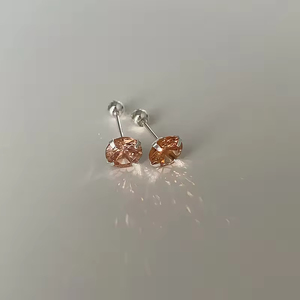 Exquisite Fashion Brass Platinum Plated Inlay Multicolor Zirconia Round Stud <b>Earrings</b> Women's Jewelry Factory Wholesale - Product Image 3