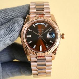 Reloj Daydate con Fecha, Día, Piedra, Rosa, Marrón Oliva, Movimiento <span class=keywords><strong>Miyota</strong></span> 2813 y 8215, Correa President, Dial MOD Seiko - Product Image 1