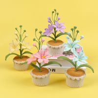 Offre Spéciale Mini Plante Artificielle Tricotée en Laine Multicolore, Orchidée Mars au Crochet à Têtes Multiples, pour Remise de Diplôme et Nouvel An Chinois