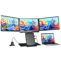 Moniteur portable triple écran IPS 15,3 pouces 1200P, extension d'écran quadruple pour ordinateur portable de haute qualité, un seul câble pour trois écrans pour Mac PC