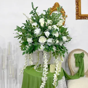 Sunwedding bola bunga mawar putih, penjualan populer tengah meja bola bunga buatan