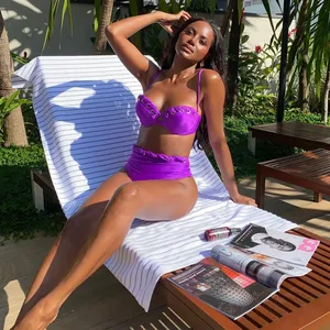 Sexy Bikini brasileño Biquini Push up Bikini conjunto traje de baño de cintura alta Mujer 2024 <span class=keywords><strong>vientre</strong></span> <span class=keywords><strong>plano</strong></span> traje de baño púrpura trajes de baño ropa de playa - Product Image 3
