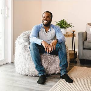 Indoor Faux Fur Back Support Pumpkin <strong>Armchair</strong> Winter Warm Bean Bag Sofa <strong>Cover</strong> - Product Image 6