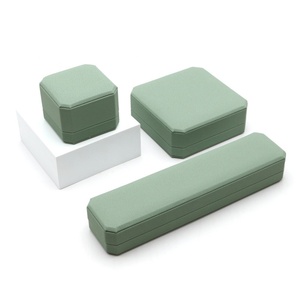 High Quality Green Eco-Friendly Octagon Jewelry Packaging <b>Box</b> for <b>Ring</b> Earring Necklace PU Leather Suede Velvet Jewelry <b>Box</b> - Product Image 6
