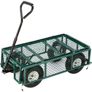 Chariot de jardin à quatre roues en métal robuste, chariot utilitaire pliable, benne à ordures, outils de jardin, OEM personnalisable - Product Image 2